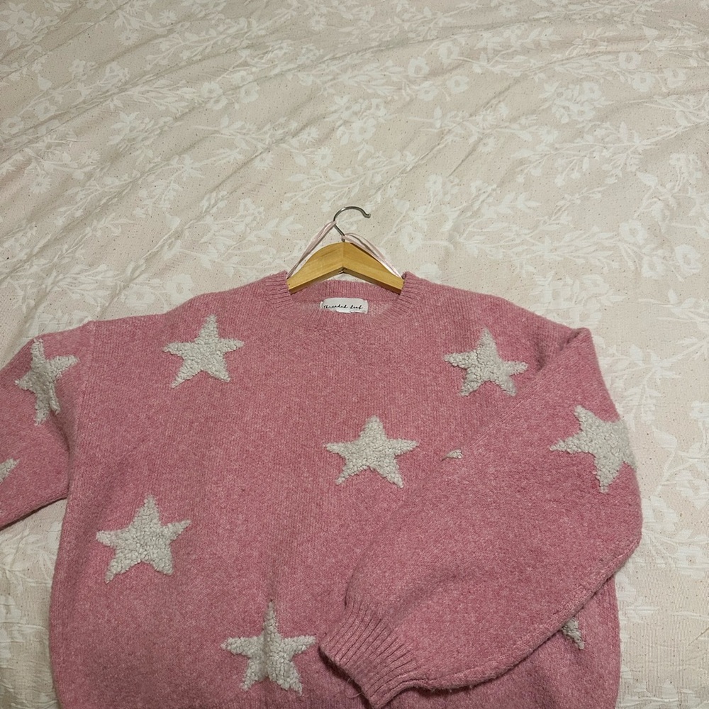Wild Fable Pink Sweater with White Stars